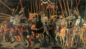 battle Canvas - Micheletto da Cotignaola Engages In Battle early Renaissance Paolo Uccello